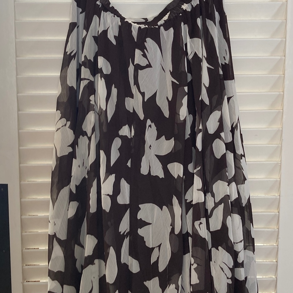 Nine West Woven A-Line Handkerchief Godet Skirt in brown and white LARGE - Picture 4 of 5